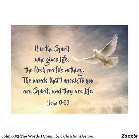 John 6:63 The Words I Speak are Spirit and Life Postcard | Zazzle ...