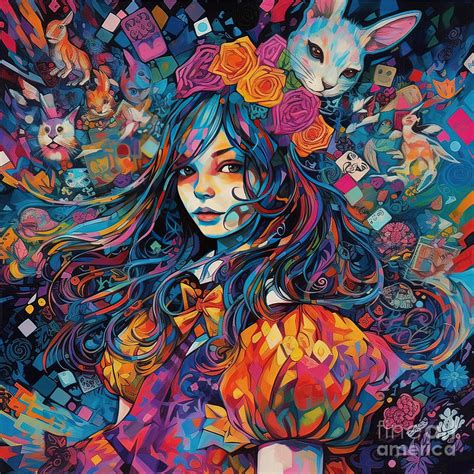 Psychedelic Alice in Wonderland 2 Digital Art by Sambel Pedes - Fine Art America