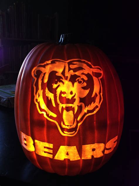 Chicago Bears on a foam pumpkin. Stoneykins pattern, carved by WynterSolstice Unique Pumpkin ...