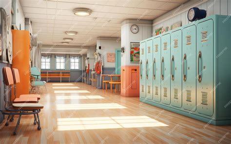 Premium AI Image | BacktoSchool Decorated Hallway with Lockers AI