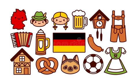 Set of Germany Cartoon Icons Isolated Stock Vector - Illustration of ...