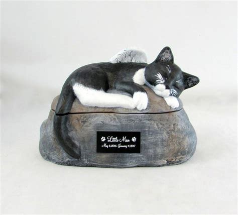 Short Haired Custom Painted Ceramic Cat Urn with Wings by Spirit Pieces $219.00 | Spirit Pieces