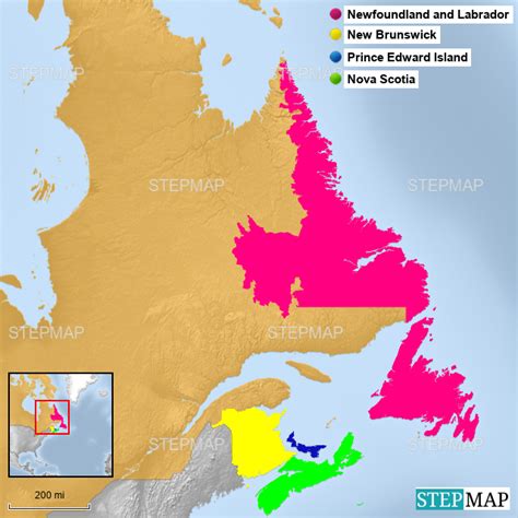 StepMap - Maritime Provinces of Canada - Landkarte für Canada