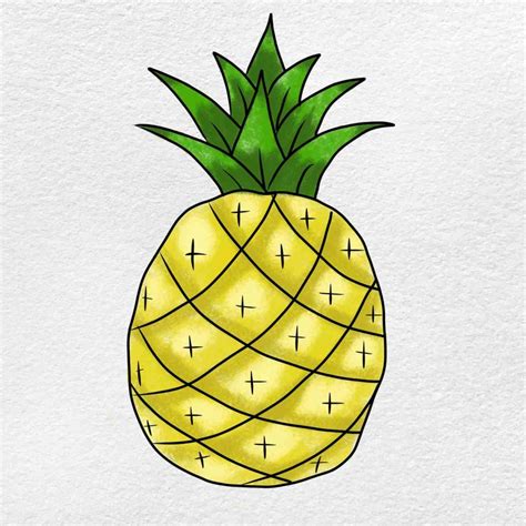 *FR* Pineapple Drawing & Sketches for Kids | Fruits drawing, Pineapple ...