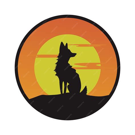 Premium Vector | Vector silhouette fox with front of a sunset illustration