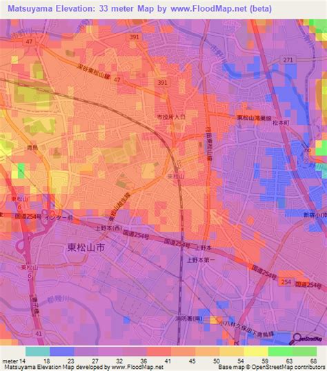 Elevation of Matsuyama,Japan Elevation Map, Topography, Contour
