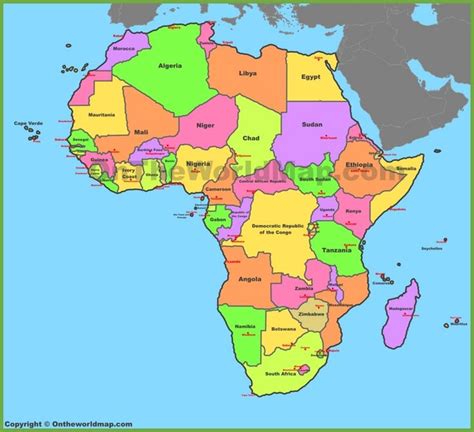 Map of Africa with Countries and Capitals