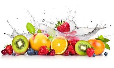 Premium Photo | Deliciously fresh fruits with refreshing water splash creating using generative ...