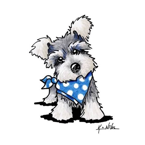 "Schnauzer In Dots" by Kim Niles: Miniature Schnauzer dog art by ...