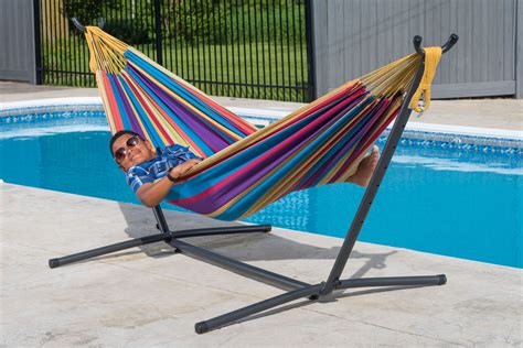 Vivere Double Hammock with Stand Combo, Tropical – Deal – BrickSeek