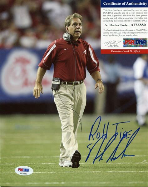 Nick Saban Alabama Crimson Tide PSA/DNA signed 8x10 photo autograph ...