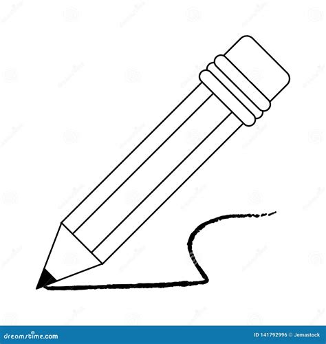 Pencil Writing Isolated Symbol Black and White Stock Vector - Illustration of instrument ...