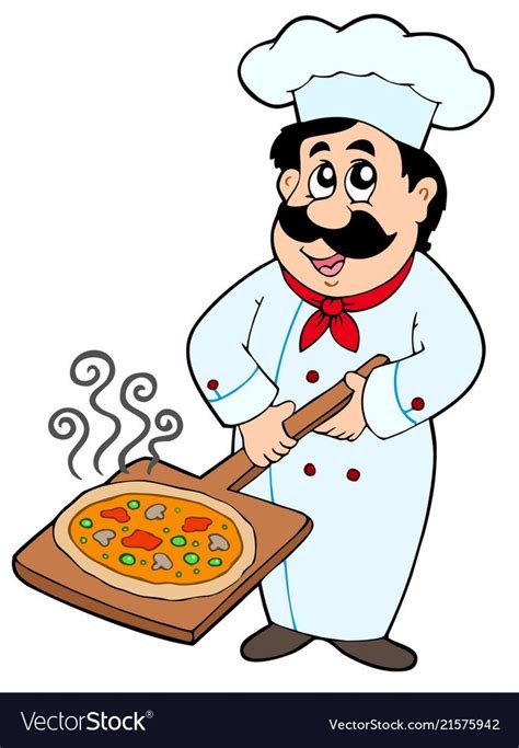 Chef holding pizza plate Royalty Free Vector Image | Black cat tattoos, Chef images, Cartoon kids