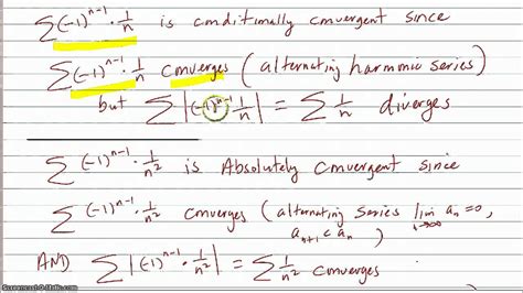 Absolute and conditional convergence - YouTube