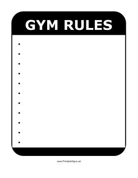 Printable Gym Rules Sign