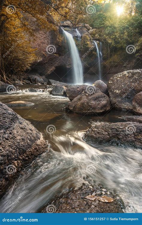 Waterfall Nature Season Spring in Forest Stock Image - Image of ...