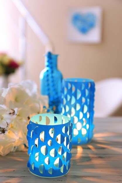 Premium Photo | Home decor candle lights on table