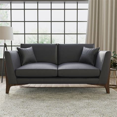 Grey Leather 2 Seater Sofa - Adley - Furniture123