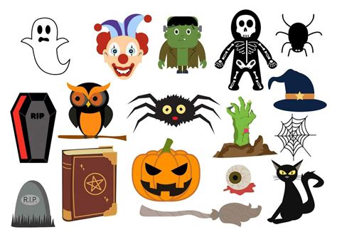 Set Halloween Elements Vector Illustration with Various Kinds of Things like Ghosts, Pumpkins ...