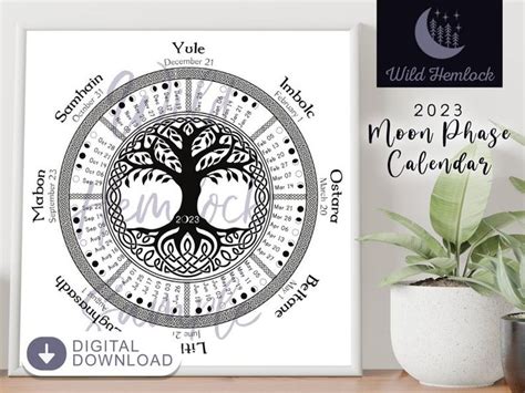 Celtic 2023 Calendar Lunar Calendar Moon Phases Tree of Life - Etsy in 2023 | Lunar calendar ...