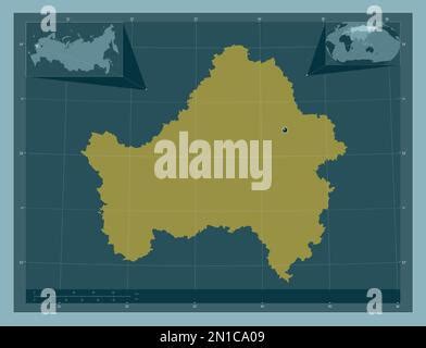 Shape of Bryansk, region of Russia, with its capital isolated on white ...