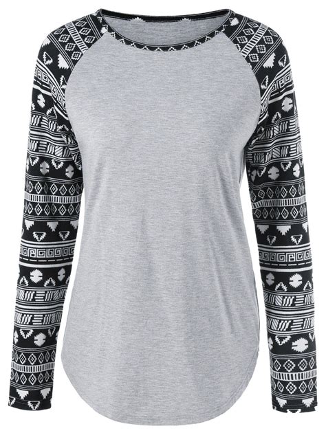 [67% OFF] Tribal Print Sleeve T-Shirt | Rosegal