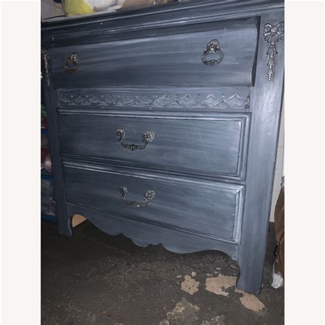 Blue Gray Dresser with 3 Drawers - AptDeco