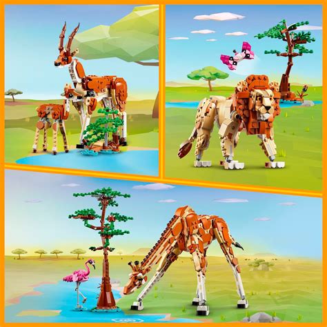 LEGO Creator 3 in 1 Wild Safari Animals Set, Giraffe, Gazelles or Lion Toy 31150 6470627 - Best Buy