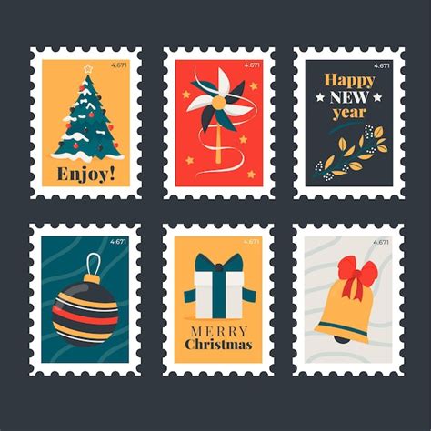 Free Vector | Flat design christmas stamp collection