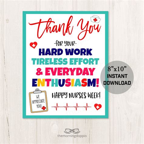 Printable Thank You for All You Do Hard Work Dedication Nurse - Etsy ...