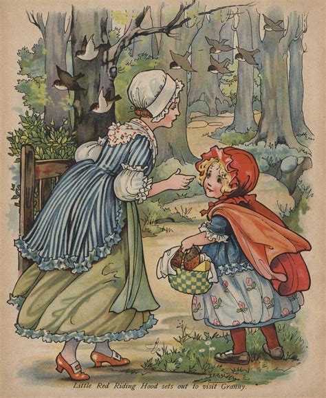 Little Red Riding Hood Sets Out to Visit Granny Book Illustration ...