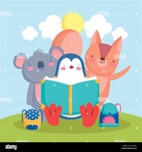 cute animals reading a book Stock Vector Image & Art - Alamy