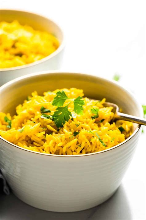 Add color to your meals with this vibrant yellow turmeric rice! It's ...