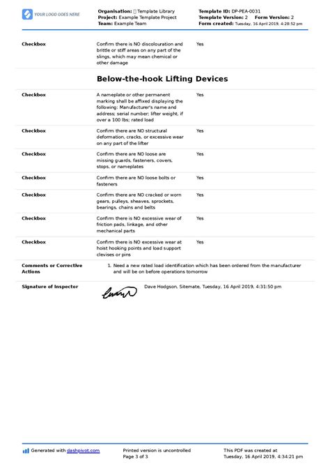 Rigging Equipment Inspection Checklist for better rigging safety