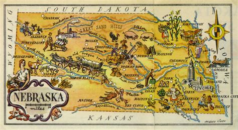 Nebraska Pictorial Map, 1946 | Pictorial maps, Map, Vintage maps