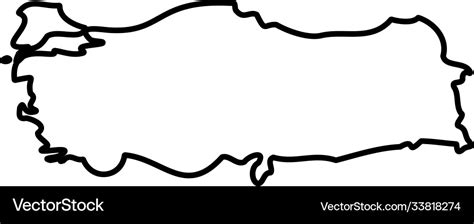 Turkey - solid black outline border map country Vector Image