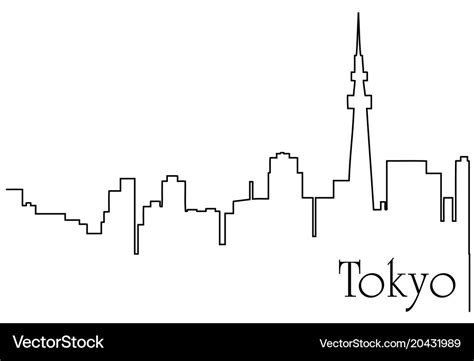 Tokyo city one line drawing Royalty Free Vector Image