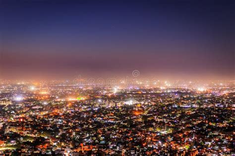 View of Jaipur from Nahargarh Fort at Night in Rajasthan India Stock ...