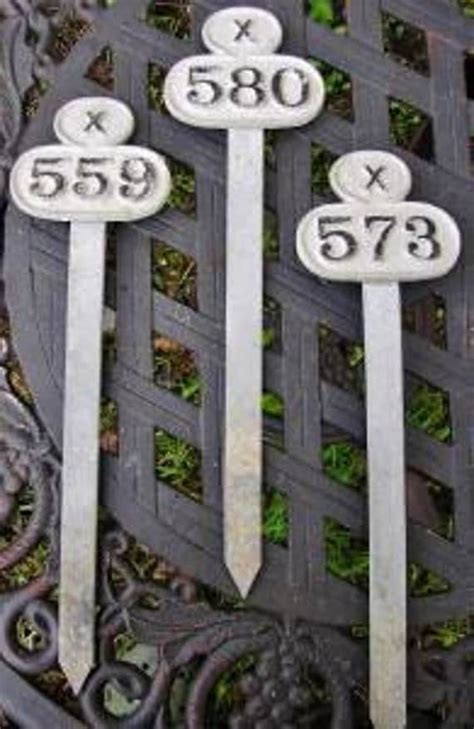 Antique Grave Plot Markers House Number Garden Edging zinc