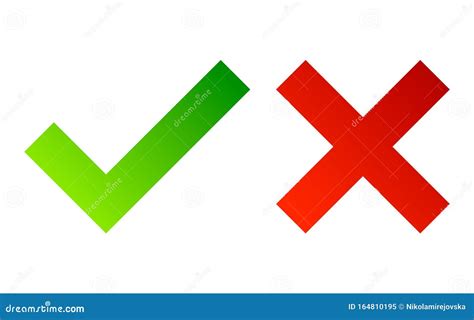 Check Mark. Green Tick Symbol And Red Cross Sign. Icons For Evaluation Quiz. Vector ...