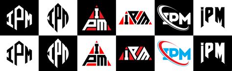 IPM letter logo design in six style. IPM polygon, circle, triangle ...