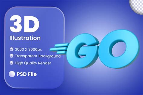 Premium PSD | 3d golang programming language logo