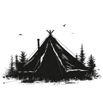 Silhouette Of Camping Tent, Tent, Camp, Silhouette PNG Transparent Image and Clipart for Free ...