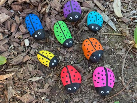 Easy Ladybug Painted Rocks - Made with HAPPY