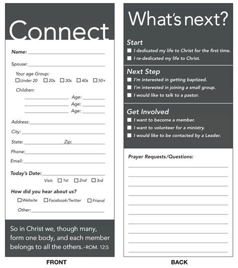 Connection Card Connection Card | Outreach | Church marketing, Church ...