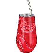 Destination Holiday Swirling Reds Stainless Steel Stemless Valentine Wine Tumbler with Straw ...