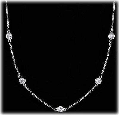 3 carat Round Diamonds By The Yard Necklace 18k White Gold 7 x 0.43 ct each 16" | White gold ...