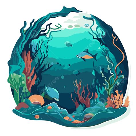 An Underwater Seascape With Fish Vector Clipart, Ocean Floor, Ocean Floor Clipart, Cartoon Ocean ...