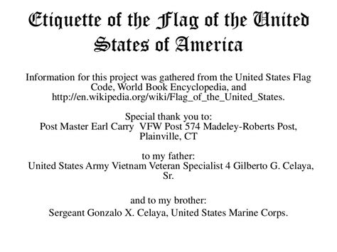 Etiquette of the united states flag of america