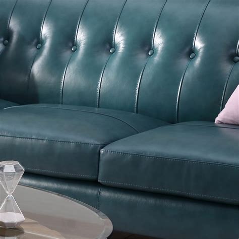 Dark Teal Leather Sofa | Baci Living Room